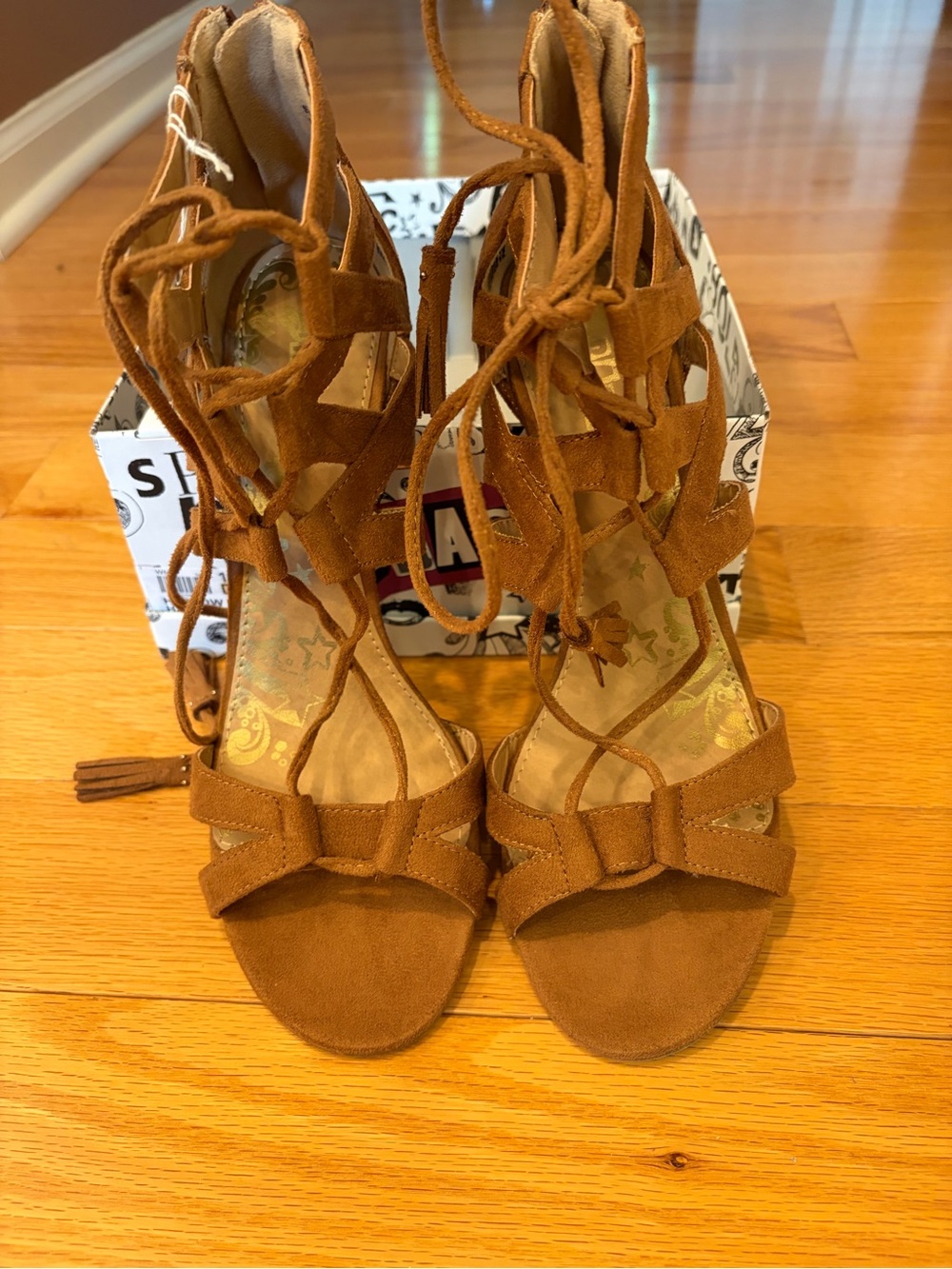 Suede Lace-Up Brown Women's Sandals